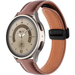 Mobigear Stitched Kožený řemínek Smartwatch Řemínek Magnetické zapínání - 22 mm - Hnědá