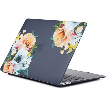 Mobigear Design MacBook Pro 14 palců (2021-2026) Pevný skořepinový kryt na MacBook - Flowers Black - Model A2442 / A2779 / A2918 / A2992 / A3401 / A3112 / A3434 / A3427 / A3426