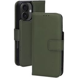 Mobiparts iPhone 16 MagSafe Cover Vera pelle Cover a libro 2 in 1 con guscio estraibile a portafoglio - Verde