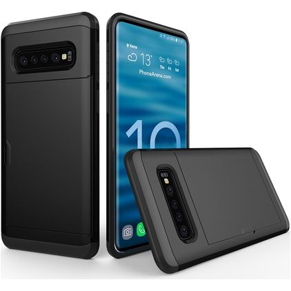 Mobigear Card Samsung Galaxy S10 Funda Plástico rígido Carcasa Antigolpes con tarjetero - Negro
