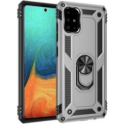 Mobigear Armor Ring Samsung Galaxy A71 Hardcase Etui plecki Wstrząsoodporne z pierścieniem - Srebrny