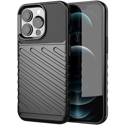 Mobigear Groove iPhone 13 Pro TPU flexível Capa traseira - Preto