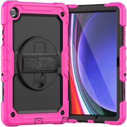 Mobigear SureGrip Xtreme Samsung Galaxy Tab A9 Plus (2023) Fodral Hårdplast / Silikon Skal + Axelrem + Ställ - Rosa