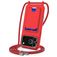 Mobigear Lanyard Card iPhone 17 Pro Max Silicone Cover con cordino e portacarte - Rosso