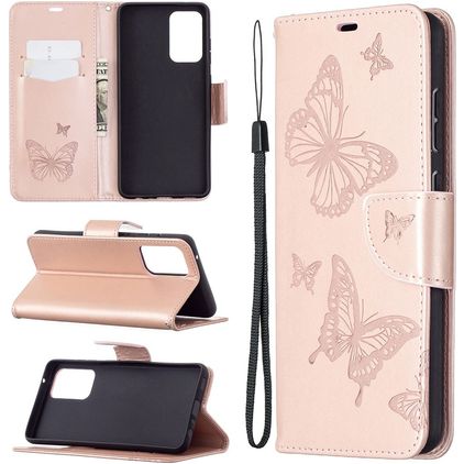 Mobigear Butterfly Samsung Galaxy A72 Capa livro Carteira - Rosa dourado