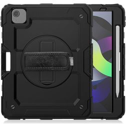 Mobigear SureGrip Xtreme iPad Air 4 (2020) Cover Hård plast / Silikone Bagsidecover + Stylus-holder + Skulderrem + Stander - Sort