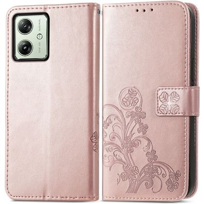Mobigear Clover Motorola Moto G54 Lompakkokotelo + Setelitasku - Ruusukulta