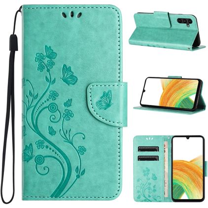 Mobigear Flowers Samsung Galaxy A55 Wallet case - Green