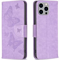 Mobigear Butterfly iPhone 15 Pro Max Capa livro Carteira - Roxo