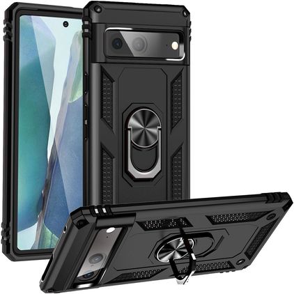 Mobigear Armor Ring Google Pixel 7 Hårdt Bagsidecover Stødsikkert med ringholder - Sort