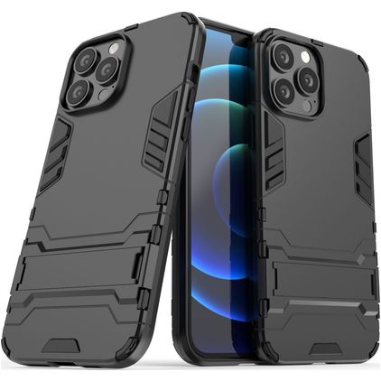 Mobigear Armor Stand iPhone 13 Pro Max Plástico rígido Capa traseira Antichoque com suporte - Preto