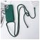 Mobigear Lanyard Card iPhone 15 Pro Max Silicona Funda con cuerda y tarjetero - Verde