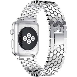 Mobigear Honeycomb Steel Apple Watch Strap Buckle closure - 42/41/40/38 mm - Silver