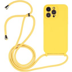 Mobigear Lanyard iPhone 15 Pro Max Silicone Capa com cordão - Amarelo