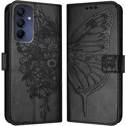 Mobigear Butterfly Samsung Galaxy A16 Pungetui med Seddelrum - Sort
