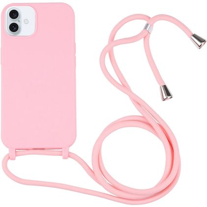 Mobigear Lanyard iPhone 16 Silicone Capa com cordão - Rosa