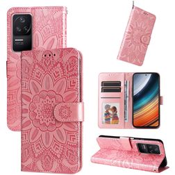 Mobigear Sunflower POCO F4 Cover a libro portafoglio - Rosa