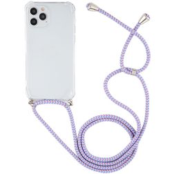 Mobigear Lanyard iPhone 12 Pro Max TPU flessibile Cover con cordino - Trasparente / Blu / Viola