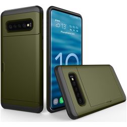 Mobigear Card Samsung Galaxy S10 Plus Hard Case Back cover Shockproof with Card Holder - Army Green