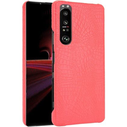 Mobigear Croco Sony Xperia 1 III Hårdt Bagsidecover - Rød