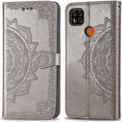 Mobigear Mandala Xiaomi Redmi 9C Lompakkokotelo + Setelitasku - Harmaa