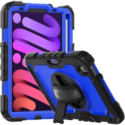 Mobigear SureGrip Xtreme iPad Mini 6 (2021) Cover Hård plast / Silikone Bagsidecover + Stylus-holder + Skulderrem + Stander - Sort / Blå