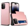 Mobigear Card iPhone 15 Pro Max Hard Case Back cover Shockproof with Card Holder - Rose Gold