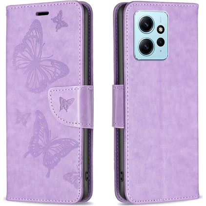 Mobigear Butterfly Xiaomi Redmi Note 12 Lompakkokotelo + Setelitasku - Violetti