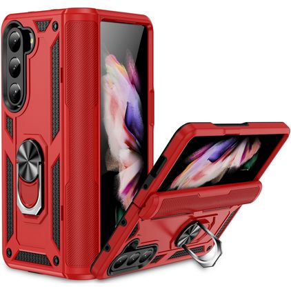 Mobigear Armor Ring Samsung Galaxy Z Fold 5 Funda Plástico rígido Carcasa Antigolpes con anillo - Rojo