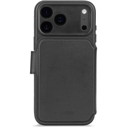 Decoded Detachable Wallet iPhone 17 Pro Max MagSafe Case Genuine Leather Detachable 2-in-1 Wallet Case Wallet - Black