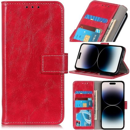 Mobigear Basic iPhone 14 Pro Lompakkokotelo + Setelitasku - Punainen