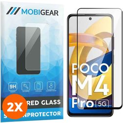 Mobigear Premium POCO M4 Pro 5G Cristal templado Protector de pantalla - Compatible con fundas - Negro (pack de 2)