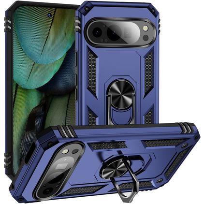 Mobigear Armor Ring Google Pixel 9 Hardcase Back cover Antiurto con anello - Blu