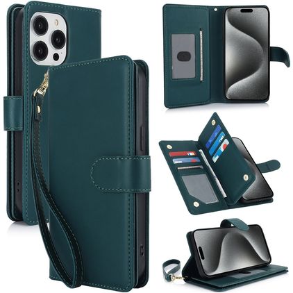 Mobigear Wallet iPhone 15 Pro Capa livro Carteira - Verde