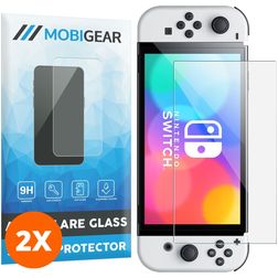 Mobigear Nintendo Switch OLED Vidro temperado Película de ecrã - Compatível com capas - Preto (Pack de 2)