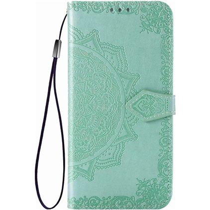 Mobigear Mandala Motorola One Fusion Plus Wallet case - Turquoise