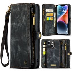 CaseMe 008 iPhone 15 Plus Funda tipo libro 2 en 1 con carcasa extraíble Cartera - Negro