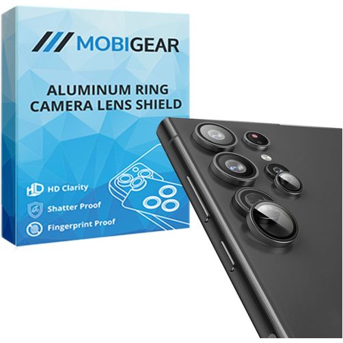 Mobigear Single Samsung Galaxy S24 Ultra Tempered Glass Camera Lens Protector - Case Friendly - Black
