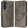Mobigear Butterfly Samsung Galaxy M55 Capa livro Carteira - Cinzento