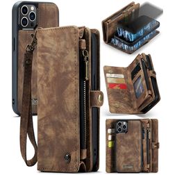 CaseMe 008 iPhone 12 Pro Max Funda tipo libro 2 en 1 con carcasa extraíble Cartera - Marrón