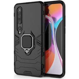 Mobigear Armor Ring Xiaomi Mi 10 Kova Suojakuori Iskunkestävä + Sormuspidike - Musta