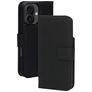 Mobiparts iPhone 16 MagSafe Capa Pele genuína Capa livro 2 em 1 com capa traseira amovível Carteira - Preto
