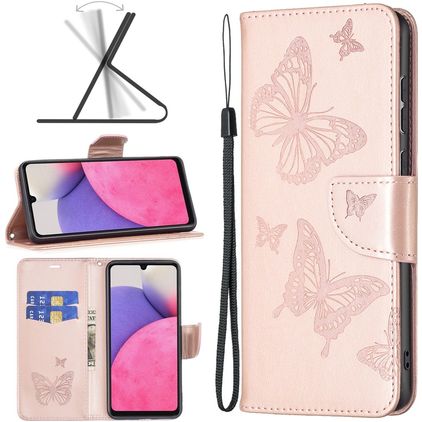 Mobigear Butterfly Samsung Galaxy A33 Wallet case - Rose Gold