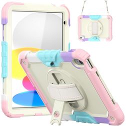 Mobigear SureGrip Xtreme iPad 11 (2025) Etui Tworzywo sztuczne / Silikon Etui plecki + Pasek na ramię + Podstawka - Rainbow