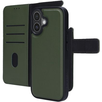 Mobiparts iPhone 17 Fodral Äkta läder 2-i-1-plånboksfodral med löstagbart skal med sedelfack - Grön