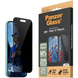 PanzerGlass Ultra-Wide Fit iPhone 16 Szkło hartowane Ochrona ekranu Filtr prywatyzujący - Kompatybilna z etui - Czarny
