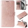 Mobigear Butterfly iPhone 16 Pro Max Plånboksfodral med sedelfack - Roséguld