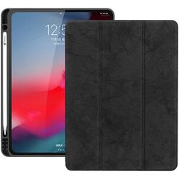 Mobigear Tri-Fold Gel iPad Pro 12.9 Inch (2018) TPU / Leatherette Wallet case + Stylus Holder - Black