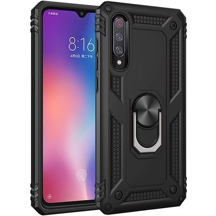 Mobigear Armor Ring Xiaomi Mi 9 Fodral Hårdplast Skal Stötsäkert med ringhållare - Svart