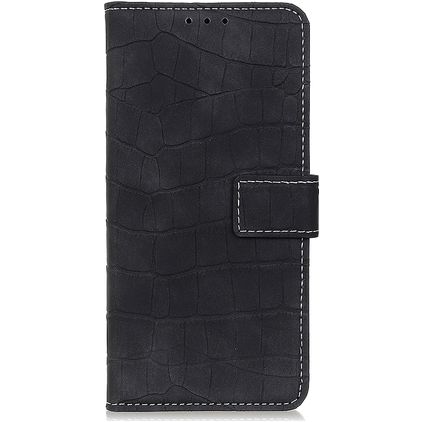 Mobigear Croco Realme 6 Lompakkokotelo + Setelitasku - Musta